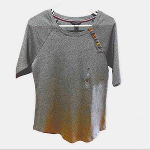 Tommy Hilfiger grey t-shirt with gold bottoms